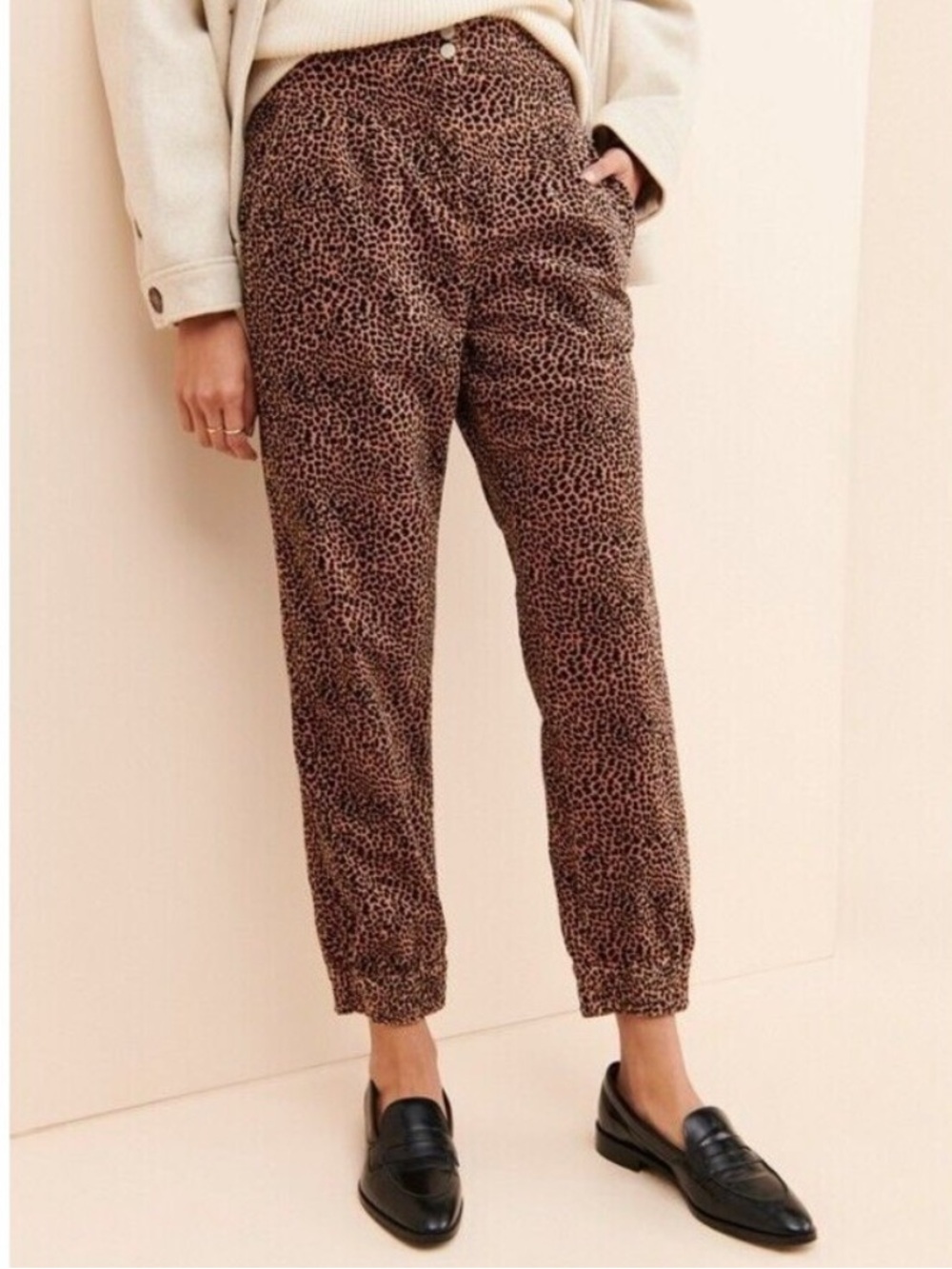 Anthropologie Kalea Leopard Print Corduroy Trouser Joggers